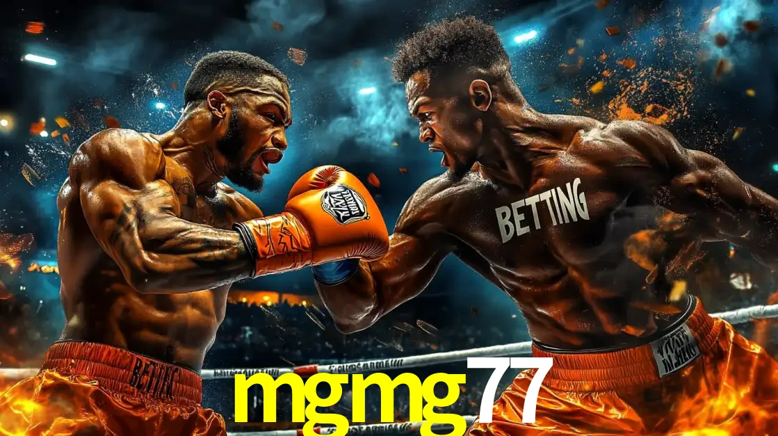 Dois boxeadores em uma luta intensa e explosiva, representando a adrenalina e as oportunidades de apostas em esportes de combate disponíveis na plataforma mgmg77.