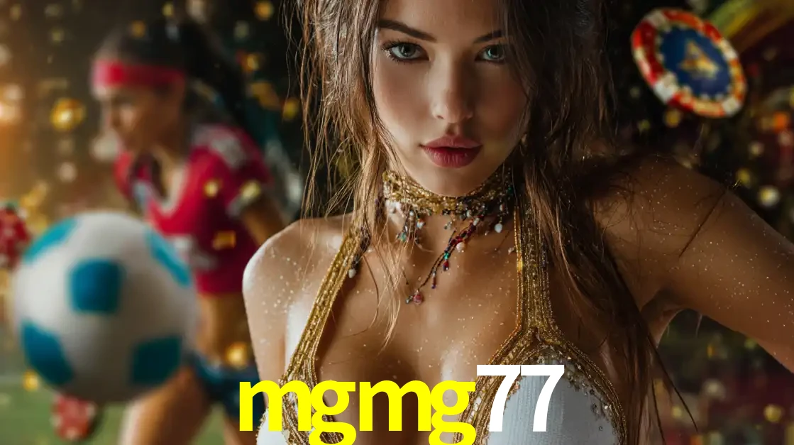 Mulher elegante representando a combinação de glamour e emoção das apostas esportivas, com uma jogadora de futebol ao fundo, destacando a ação no mgmg77.