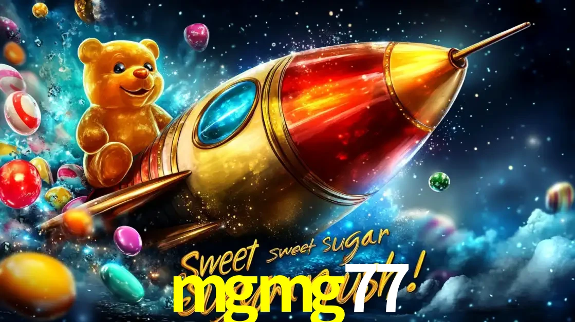 Arte promocional do jogo de slot Sugar Rush, com um urso de pelúcia em um foguete viajando pelo espaço de doces, um dos jogos divertidos disponíveis no cassino mgmg77.